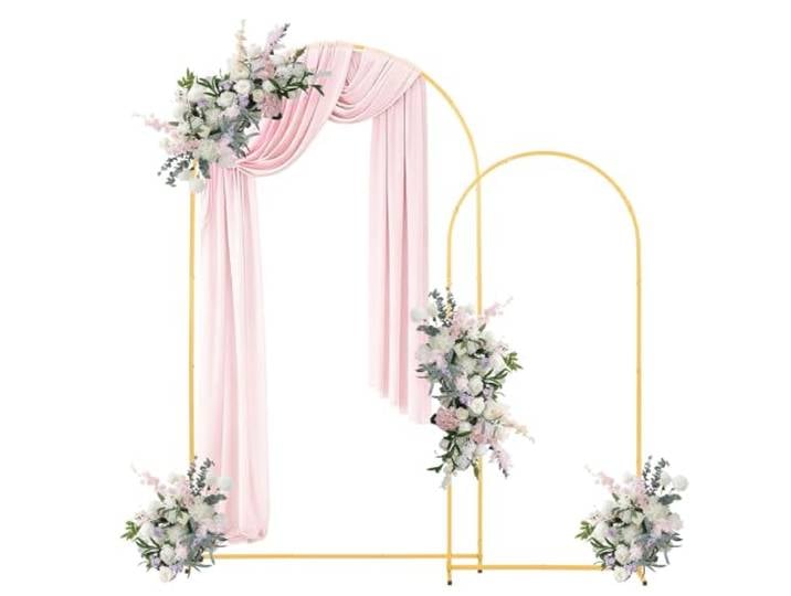 VEVOR Arche de Mariage Lot de 2 Support de Fond Arche 2\,2 m et 1\,8 m pour Décoration de Mariage\, Anniversaires\, Remises de Diplômes\, Fêtes\, Cérémonies\, Célébrations\, Structure Stable en Métal\, Doré