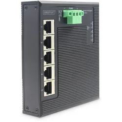 DIGITUS Industrieller 5-Port Gigabit Flat Switch DIN rail, erweiterter Temperaturbereich