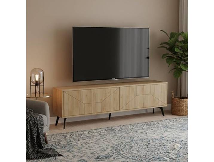 Dmora TV-Möbel Aljanah 180x29,6x50 cm Braun mit Regal
