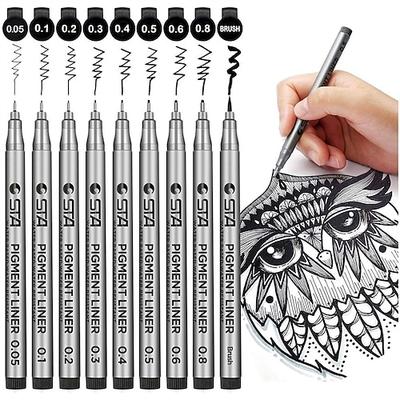 9 Stück schwarze Micro-Pen-Fineliner-Tintenstifte wasserfest zum Zeichnen von Künstlerillustrationen
