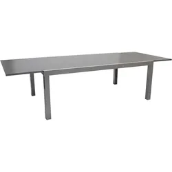 Ausziehtisch MARINA 180/240x100cm, Aluminium silbergrau + Glas grau