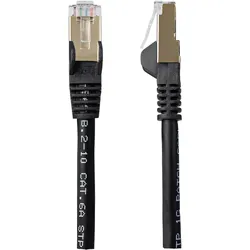 StarTech .com 6ASPAT7MBK Patchkabel CAT6a (7 m, schwarz, RJ45-Snagless-Steckverbinder, CAT6a-STP-Kabel, Kupfe (CAT6a, 7 m), Netzwerkkabel