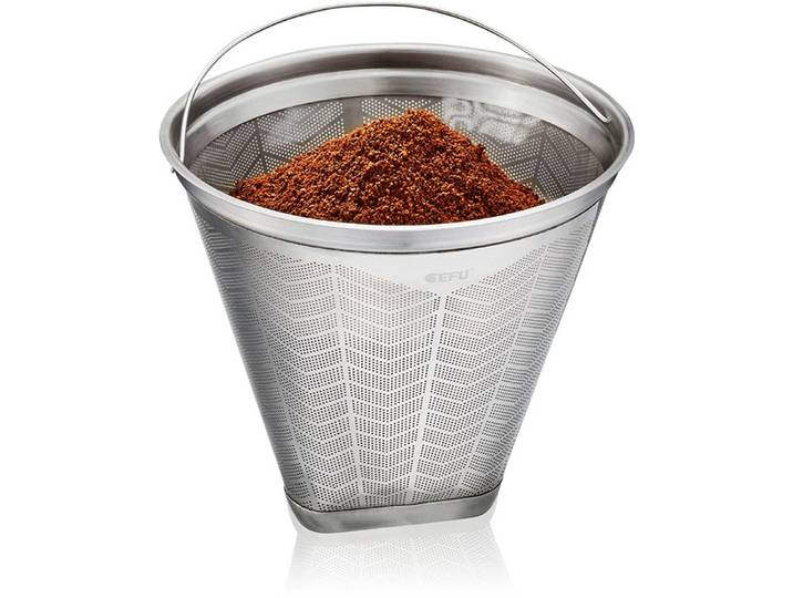 Permanentfilter GEFU FLAVO , silber, H:9,8cm Ø:12cm, Edelstahl, Kaffeefilter, Permanentfilter, rostbeständig, wiederverwendbar,, passend für Größe 4