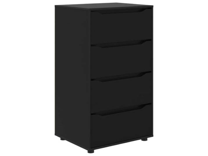 Makastle Kommode Schlafzimmer 60 x 48 x 105 cm Schwarz Holzwerkstoff mit 4 Schubladen, Höhenverstellbar