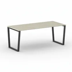 Konferenztisch PRIMO IMPRESS 200x90 cm, schwarzes Metallgestell, Eiche natur