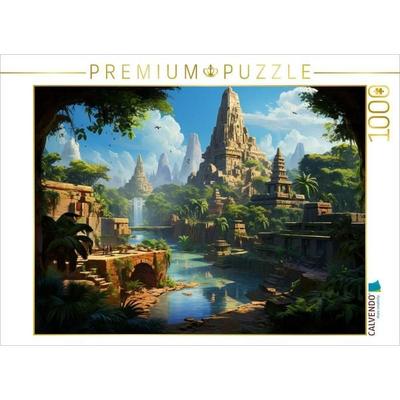 CALVENDO Puzzle Fantasievolle Pyramidenstadt in Südamerika - Maya Inka | 1000 Teile Lege-Größe 64x48cm Foto-Puzzle für glückliche Stunden