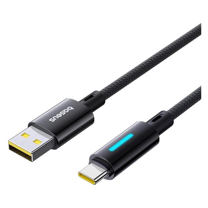 Baseus Lit Button-Control Fast Charging Data Cable USB-A to USB-C 100W 1m Cosmic Black (1 m, USB 3.2 Gen 1, 100 W) (P10379002121-00)