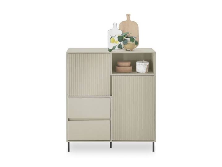 Trendstore Weda Highboard - 2 Türen, 2 Schubladen, 1 offenes Fa