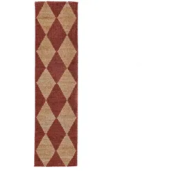 KADIMA DESIGN Jute Teppich Flachgewebe Rautenmuster Handgefertigt Naturfaser | 80x230cm