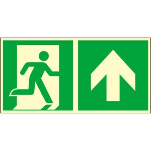 Abtec Hinweisschild ISO 7010 E002+E005 Aluminium, 30 x 15 cm, nachleuchtend, Notausgang geradeaus