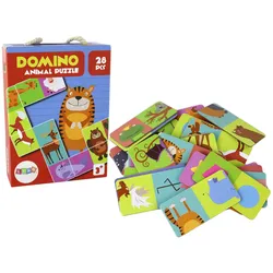 Logikspiel, doppelseitiges Domino-Tiere-Puzzle, 10 cm x 5 cm, 28 Teile.
