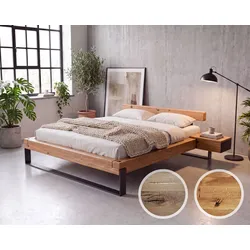 BlackWood »Prima Vita I« Wildeiche Massivholzbett mit U-Factory-Kufen 200x220 cm / Wildeiche natur