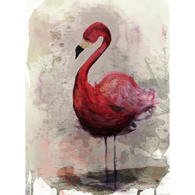 Fototapete LIVING WALLS "ARTist Flamingo", rosa (beige, grau, rosa), B:2m L:2,7m, Vlies, Tapeten, Vlies, Wand, Schräge