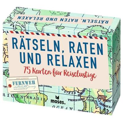 Rätseln, Raten und Relaxen: 75 Karten für Reiselustige, Gebundene Ausgabe von Philip Kiefer, Moses verlag, 978-3-96455-050-7