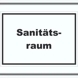 HB-Druck Sanitätsraum Aufkleber mit Text Krankenzimmer waagerecht A8 (52x74mm)