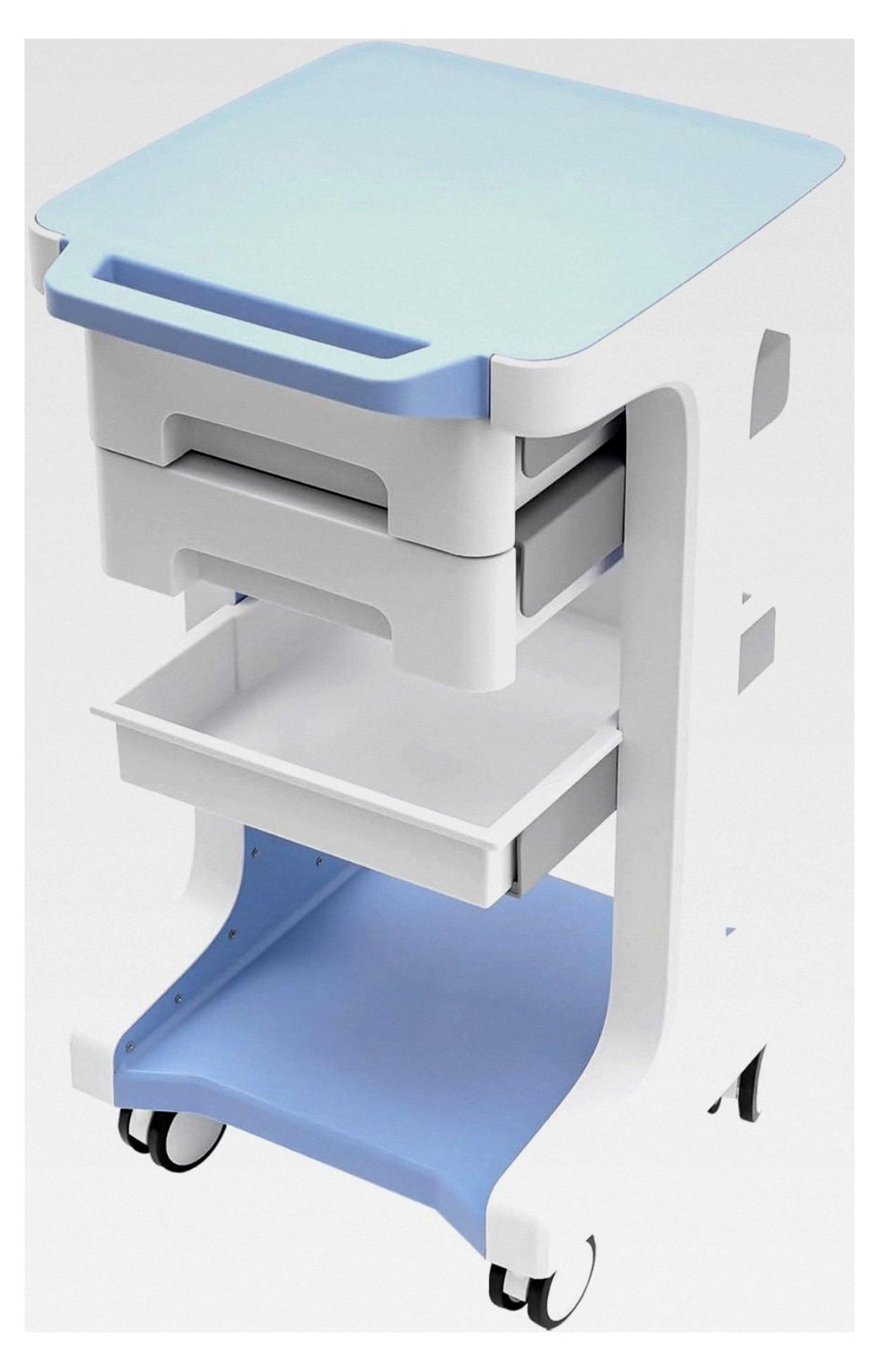 Kosmetikwagen, Tragbarer Beauty Salon Trolley aus ABS, Spa Salon Friseur Wagen mit 2 Schubladen & Bremsrad, für Schönheitsinstrument (Blau)