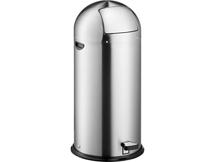helit H2405400 - Push-Tretabfallbehälter „the step dome“ 52L, Edelstahl Mülleimer Edelstahl mit Push-Einwurf und Fußpedal für komfortable Abfallentsorgung