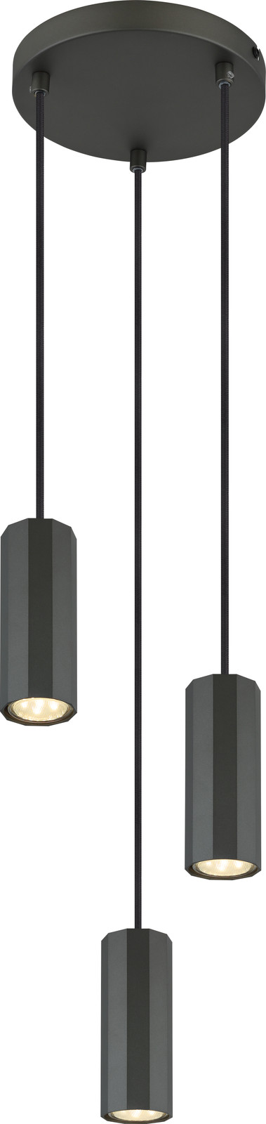 Globo Lighting James Grijze Hanglamp 3-lichts Rond