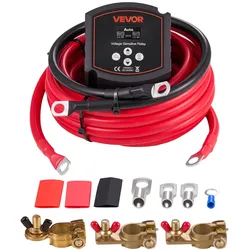 VEVOR Doppelbatterie Trennrelais Kit, 12 V 300 A 6 m 33.6 mm2 (2 AWG), VSR-spannungsempfindliches Relais mit Voltmeter, LCD-Bildschirm, Batterie-Trennschalter, kompatibel mit Lithium-Batterien, für UTV, ATV