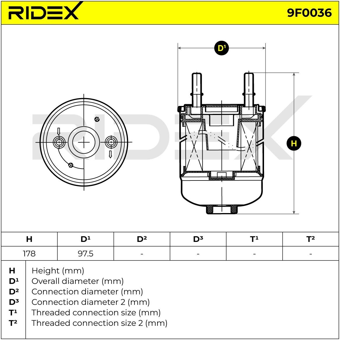RIDEX 9F0036 Fuel filter