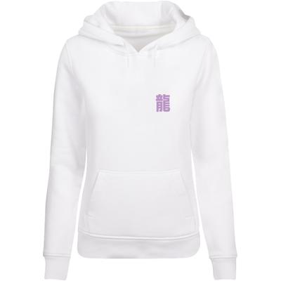 Kapuzensweatshirt MISTERTEE "MisterTee Damen Ladies Glory Dragon V2 Hoody", Damen, Gr. XS, weiß, 65% Baumwolle, 35% Polyester, bedruckt, Rundhals, Sweatshirts