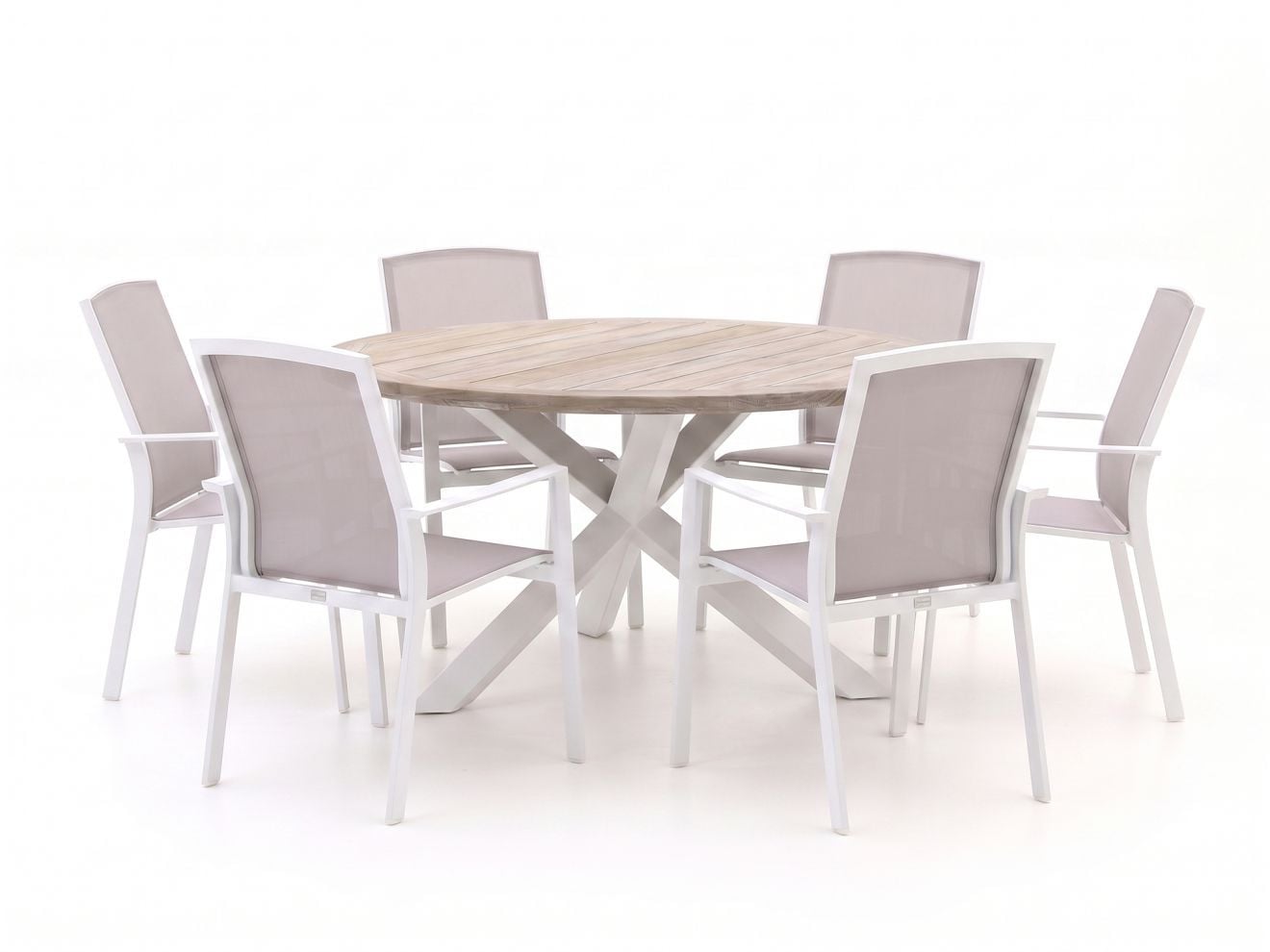 Forza Furniture Diningset Forza voor 6 personen, Teakhout, Modern en Stapelbaar