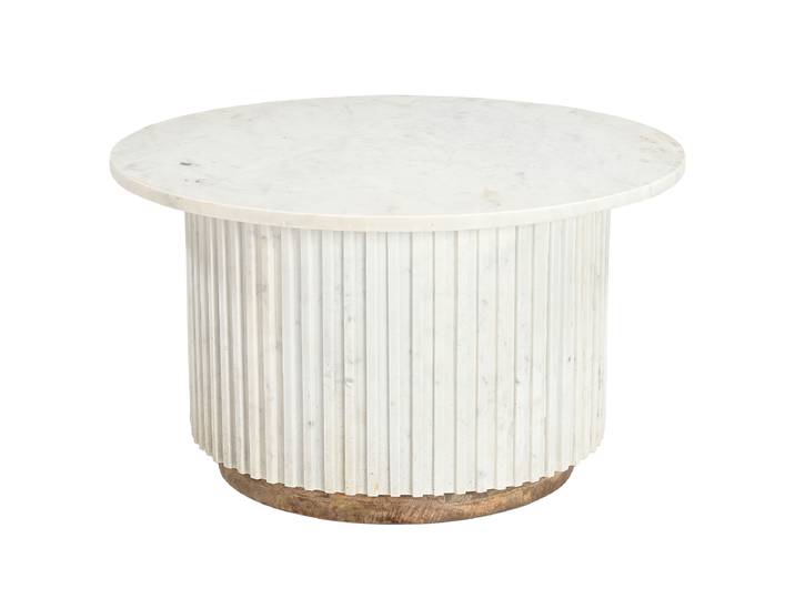 Marmor-Couchtisch LOOW Ø 76cm Weiß