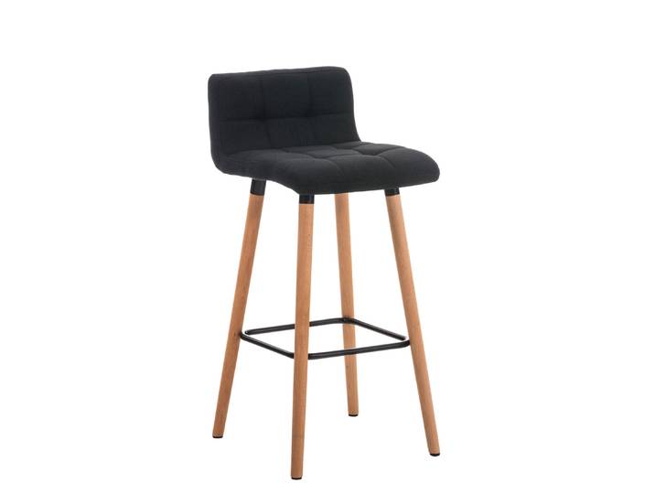 TPFLiving Barhocker London Gestell Holz Natura Stoff - Schwarz