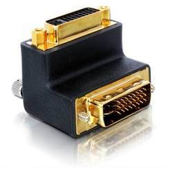 Delock 65173 DVI Adapter [1x DVI-Stecker 24+1pol. - 1x DVI-Buchse 24+5pol.] Schwarz 90° nach rechts gewinkelt 0 mm