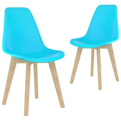 vidaXL Esszimmerstühle 2 Stk. Blau Kunststoff