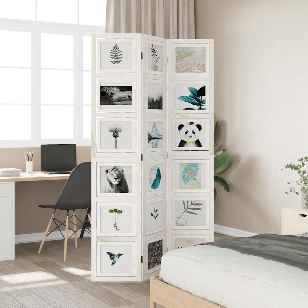17 Stories Ometa 110cm W 3 - Panel Solid Wood Accent Folding Screen White 200cm H x 110cm W