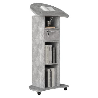 Bürowagen VCM "Holz Stehpult Rednerpult Stehtisch Rollen Redola", grau (beton, grau), B:56cm T:37cm, Tische, Bürowagen