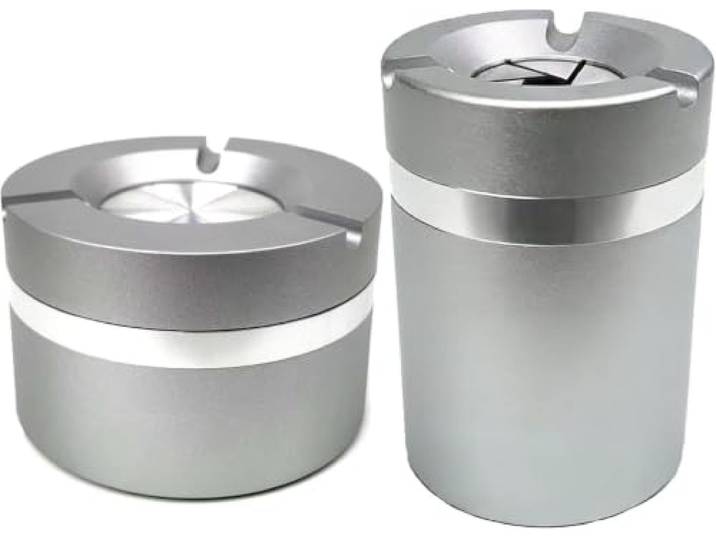 REHOOF 360° Drehbarer Aschenbecher Aus Aluminium, Winddichter Auto Aschenbecher Mit Rotierendem Deckel, Kompakter Zigaretten Aschenbecher Für Getränkehalter, Büro, Zuhause, Outdoor Small + Large
