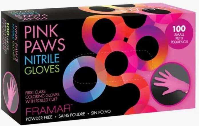 Framar Pink Paws Guanti Nitrile 100PZ, Small