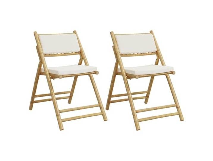 FDSAQOPT Bistrostühle 2 STK. Klappbar mit Kissen Bambus Massiver Bambus, klappbar, gepolsterte Kissen, abnehmbare waschbare Bezüge, max. 110 kg pro Sitzplatz