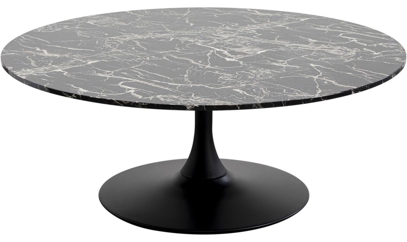 Kare Design Schickeria salontafel, zwart, marmerlook, diameter: 120 cm