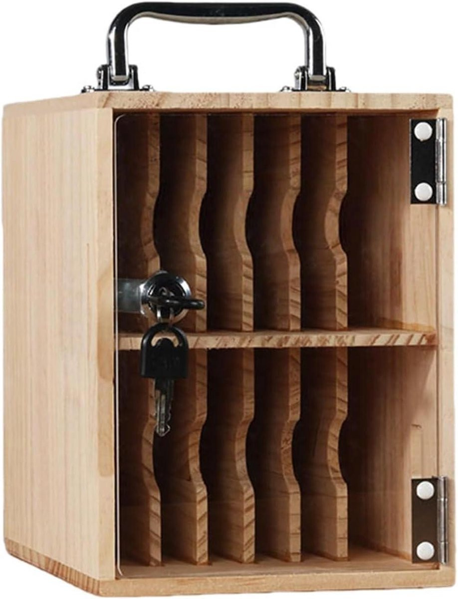 Telefoon Lockerkast Grijs met 36 Individuele Slots en Handvat voor Veilige Apparaatopslag