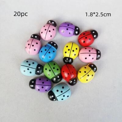 Inspired Living Whimsical Wooden Ladybug Fairy Garden Decoration For DIY Crafts multi 20pc 18x25mm