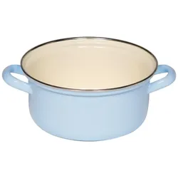 Riess Kasserolle mit Chromrand Ø18cm 1,6L Pastell Blau Emaille