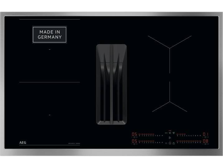 AEG Kochfeld mit Dunstabzug TH84CB0FRB , Energieeffizienz: A+ (A+++-D), schwarz, B:79,6cm H:23cm T:51,6cm, Kochfelder, mit PowerBoost-Funktion, mit neun Leistungsstufen, mit Topferkennung
