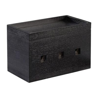 Relaxdays Kabelbox Bambus, Steckdosenleiste & Kabel verstecken, Kabelmanagement Schreibtisch, 16,5x25,5x14cm, schwarz
