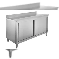 GastroHero Arbeitsschrank ASSB106A | 100 mm Aufkantung | Edelstahl Arbeitsschrank 200x60 cm | Schrank mit Stauraum | Profi Küchenmöbel für Gastronomie