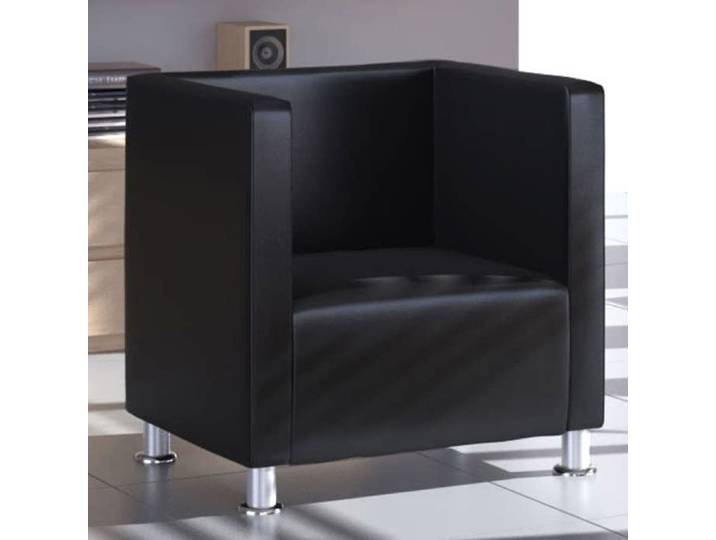 Fauteuil cube - JILL - noir similicuir - L 71xP 54xH 69 cm EU4687