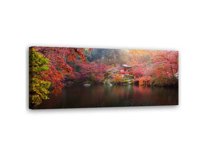 Feeby Wandbild japanischer garten, Pink, Orientalisch, Rechteckig, 90x30 cm, Bilder & Rahmen, Bilder, Leinwandbilder