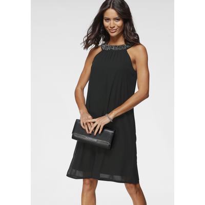 Abendkleid LAURA SCOTT, Damen, Gr. 34, N-Gr, Georgette, schwarz, Georgette, Obermaterial: 100% Polyester. Futter: 100% Polyester, leicht transparent, unifarben, A-Linie kniefrei, Rundhals, Kleider Partykleid, für besondere Anlässe, aus Georgette mit...