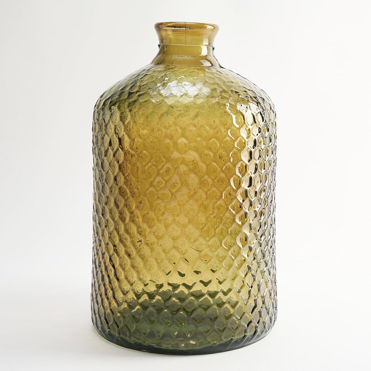 Grote gerecyclede glazen vaas met reliëfdesign voor decoratie