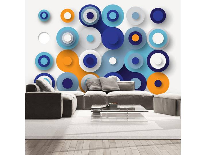Kunstloft Vliestapete Orange 300/210 cm, Blau, Orange, 300x1 cm, Tapeten & Wandverkleidungen, Vliestapeten