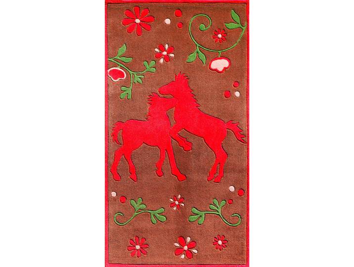 Kinderteppich Pferdefreunde, Braun, Pink, Pferd, rechteckig, 150x220 cmes Vertrauen - Oeko-Tex®, für Fußbodenheizung geeignet, Teppiche & Böden, Teppiche, Teppich Kinderzimmer