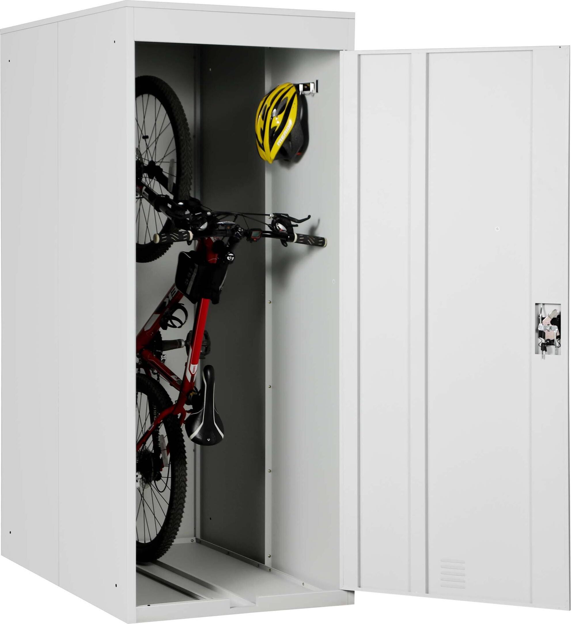 Fahrradgarage HWC-H66, Fahrradbox Gerätehaus Fahrradunterstand, erweiterbar abschließbar Metall hellgrau