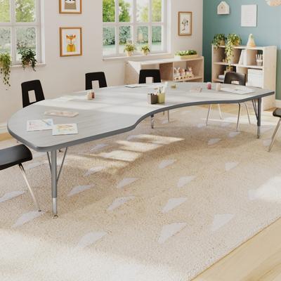 Flash Furniture 48''W x 96''L Kidney Thermal Laminate Activity Table - Adjustable Short Legs